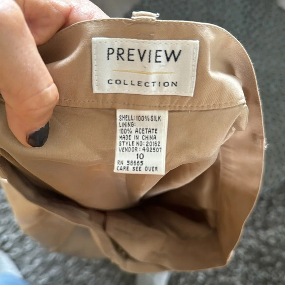 Nordstrom Preview Collection Tan sandwashed 100% silk trousers 10 - Picture 6 of 14